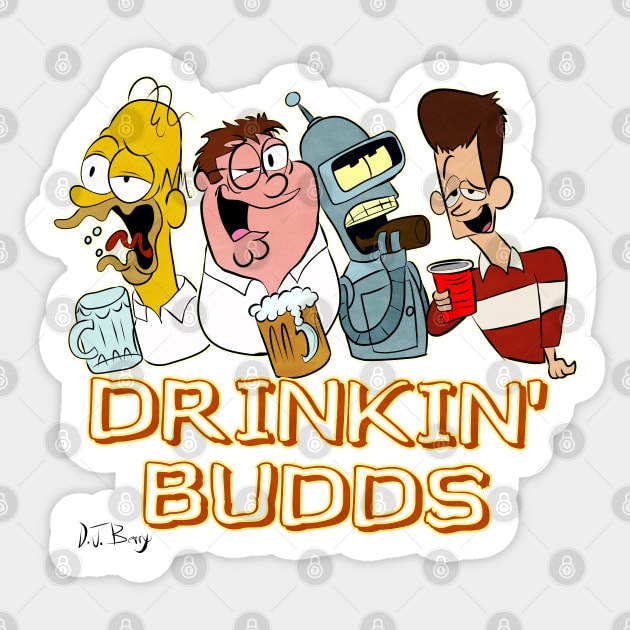 Drinkin' Budds Sticker by D.J. Berry
